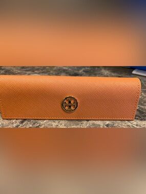 Tory Burch Orange Eyeglass Case with Gold Logo